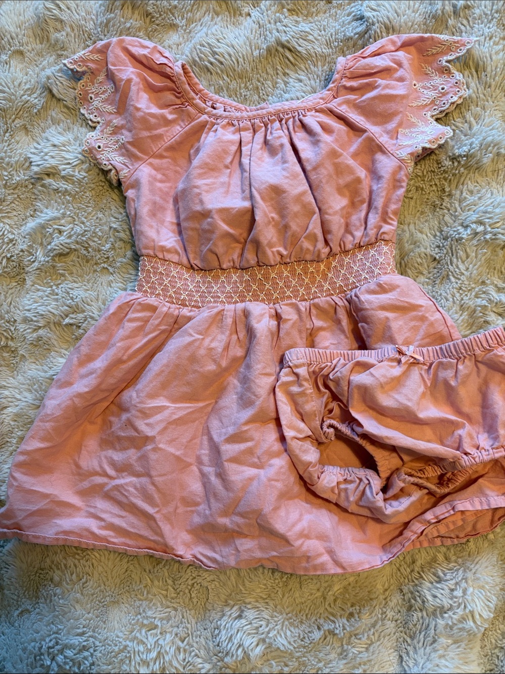 GAP Pink Smocked Waist Skirted Set with Bloomers